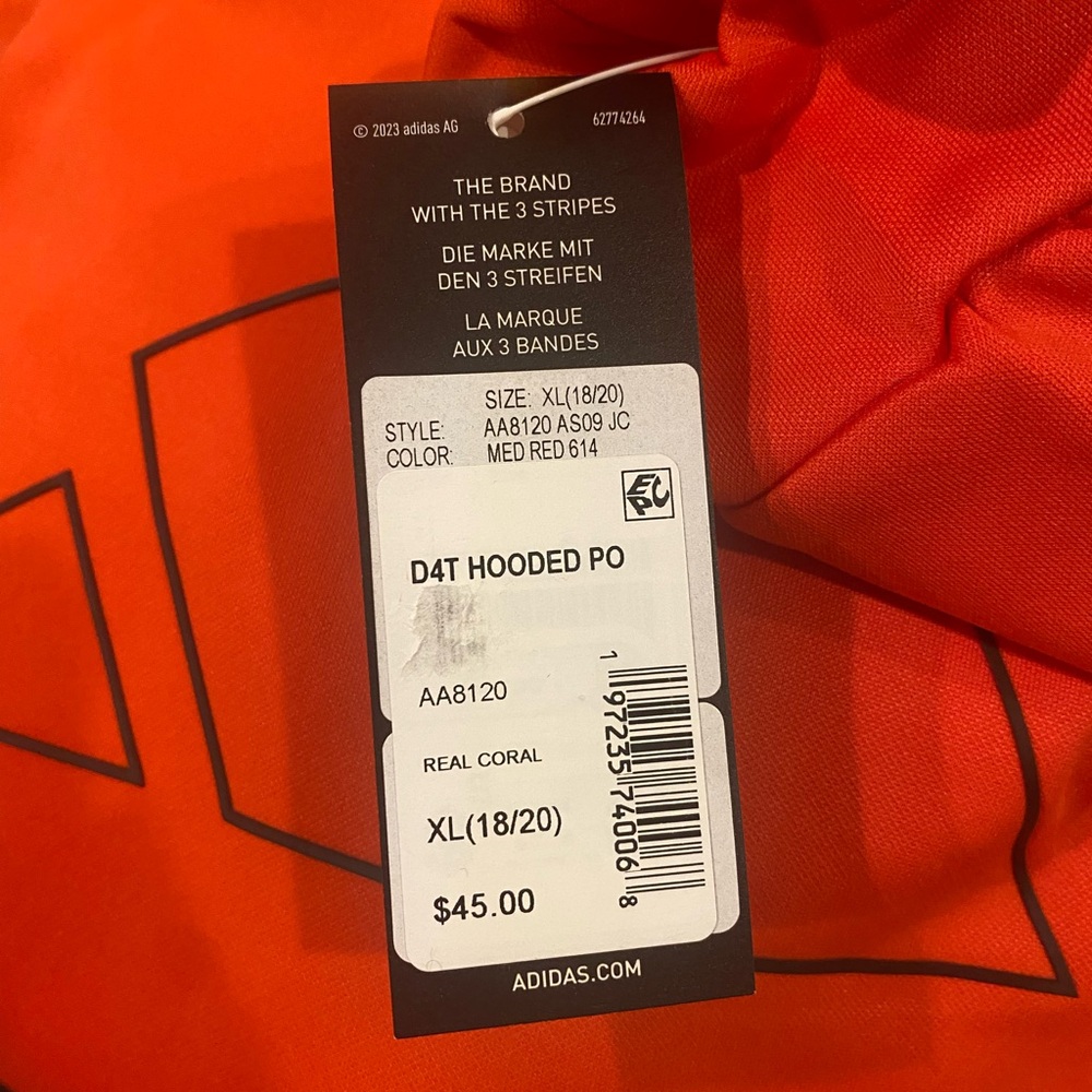 NWT - Adidas Kids XL 18/20
Bright Coral Hoodie - Picture 5 of 6